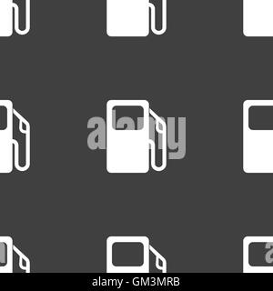 Auto gas station icon sign. Seamless pattern on a gray background. Vector Stock Vector