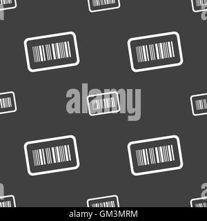 Barcode icon sign. Seamless pattern on a gray background. Vector Stock Vector