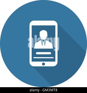 Personal Profile on Phone Icon. Flat Design. Long Shadow. Stock Vector
