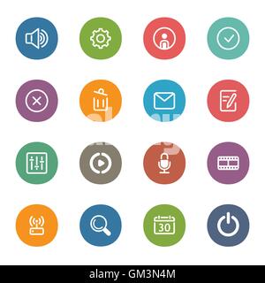Flat Colored Icon Set Stock Vector