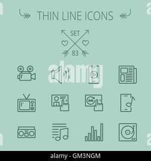 Mutimedia thin line icon set Stock Vector