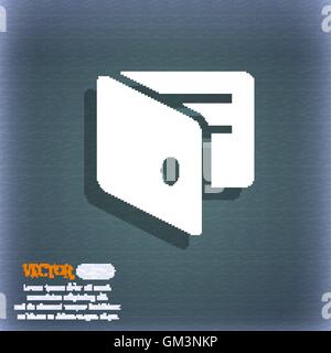 eWallet, Electronic wallet, Business Card Holder  icon symbol on the blue-green abstract background with shadow and space for your text. Vector Stock Vector