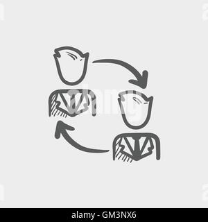 Two men in exchanging arrow sketch icon Stock Vector