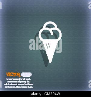 ice cream icon symbol on the blue-green abstract background with shadow and space for your text. Vector Stock Vector