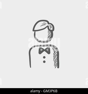 Waiter sketch icon Stock Vector