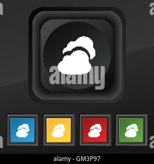 Cloud  icon symbol. Set of five colorful, stylish buttons on black texture for your design. Vector Stock Vector