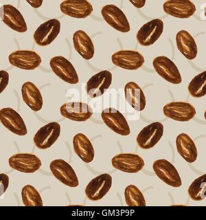 Seamless pattern with illustrations of coffee beans Stock Vector