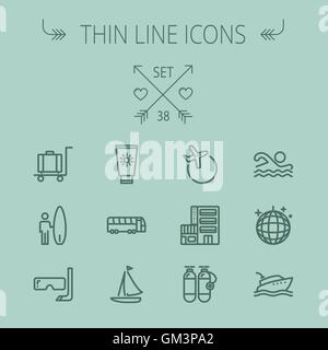 Travel thin line icon set Stock Vector