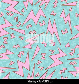 Retro 80s lightning bolts pattern Stock Vector