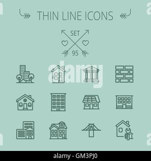 Construction thin line icon set Stock Vector