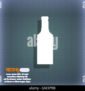 bottle icon symbol on the blue-green abstract background with shadow and space for your text. Vector Stock Vector