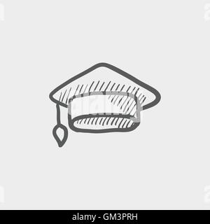 Graduation cap sketch icon Stock Vector