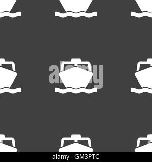 the boat icon sign. Seamless pattern on a gray background. Vector Stock Vector