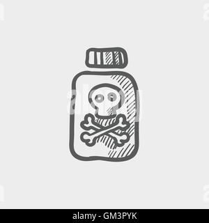 Bottle of poison sketch icon Stock Vector