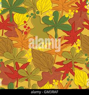 Vintage abstract autumn leaves pattern Stock Vector