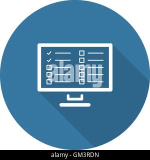 Online Health Tests and Medical Services Icon. Flat Design. Long Stock Vector