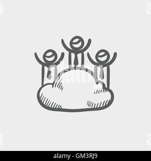 Three men on a cloud Stock Vector