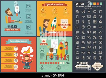 Startup flat design Infographic Template Stock Vector