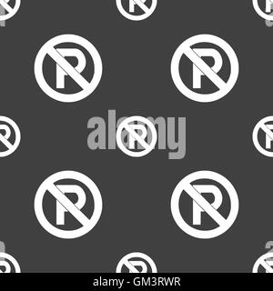 No parking icon sign. Seamless pattern on a gray background. Vector Stock Vector