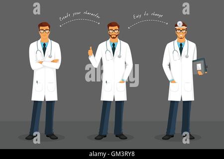 Man doctor in various poses Stock Vector