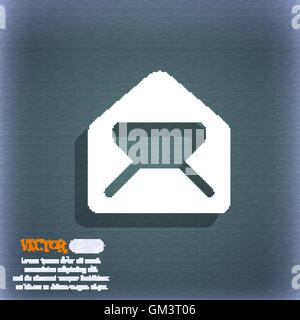 Mail, envelope, letter icon symbol on the blue-green abstract background with shadow and space for your text. Vector Stock Vector