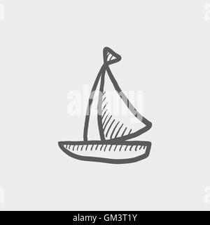 Sailboat sketch icon Stock Vector
