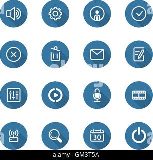 Flat Design Icon Set. Long Shadow. Stock Vector