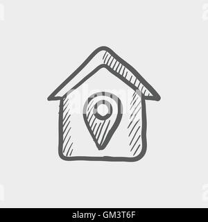 Location of the house sketch icon Stock Vector