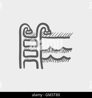 Swimming pool ladder sketch icon Stock Vector