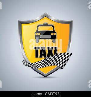 Taxi shield badge with checkered ribbon Stock Vector