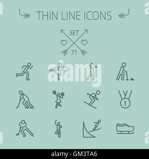 Sports thin line icon set Stock Vector