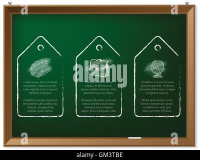Hand drawn discount labels on chalkboard Stock Vector