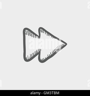 Fast forward or skip button sketch icon Stock Vector