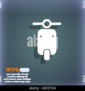 motorcycle icon symbol on the blue-green abstract background with shadow and space for your text. Vector Stock Vector