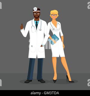 silhouette woman and man doctors with their uniform Stock Vector Image ...