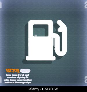 Petrol or Gas station, Car fuel  icon symbol on the blue-green abstract background with shadow and space for your text. Vector Stock Vector