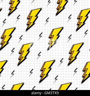 Retro 80s lightning bolts pattern Stock Vector