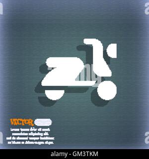Scooter, bike  icon symbol on the blue-green abstract background with shadow and space for your text. Vector Stock Vector