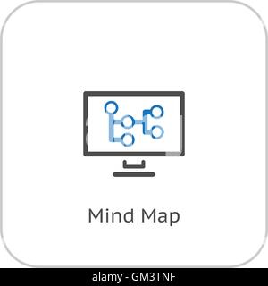 Mind Map Icon. Business Concept. Flat Design. Stock Vector