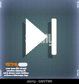 next track  icon symbol on the blue-green abstract background with shadow and space for your text. Vector Stock Vector
