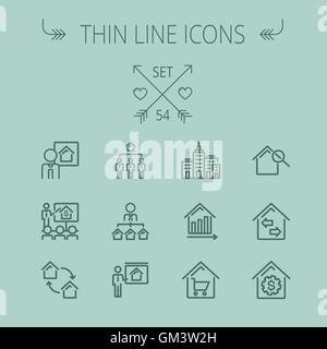 Real Estate thin line icon set Stock Vector