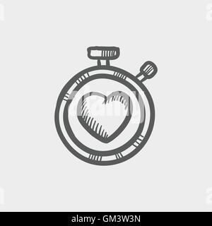Heart time sketch icon Stock Vector