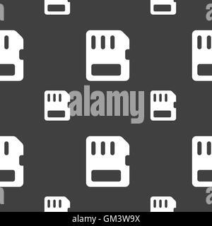 compact memory card icon sign. Seamless pattern on a gray background. Vector Stock Vector