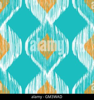 Ikat ethnic seamless pattern in blue and yellow colors Stock Vector ...