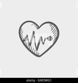 Heart with cardiogram sketch icon Stock Vector