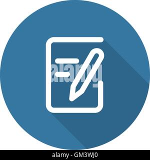 Flat Vector Document Icon. Flat Design. Long Shadow. Stock Vector
