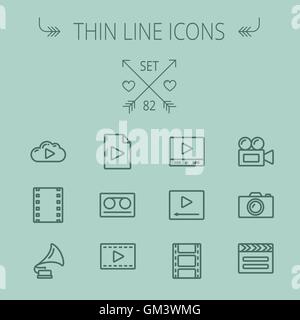 Mutimedia thin line icon set Stock Vector