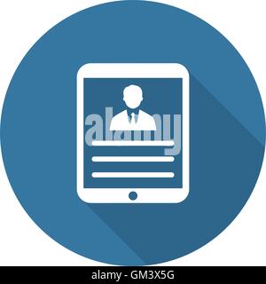 Tablet flat icon. Flat Design. Long Shadow. Stock Vector