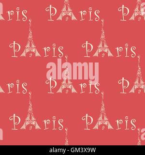 seamless pattern with eiffel tower Stock Vector