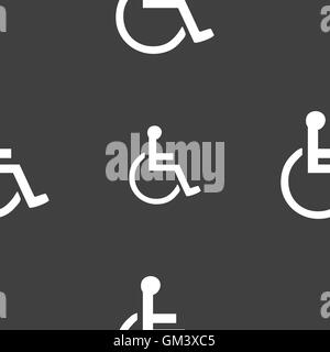 disabled icon sign. Seamless pattern on a gray background. Vector Stock Vector